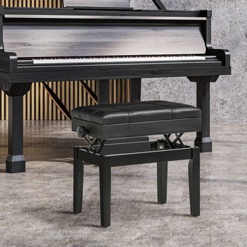 HOMCOM Klavierbank höhenverstellbarer Klavierhocker mit versteckten Stauraum (Sitzhocker, 1-St., Pianobank), 1-Sitzer