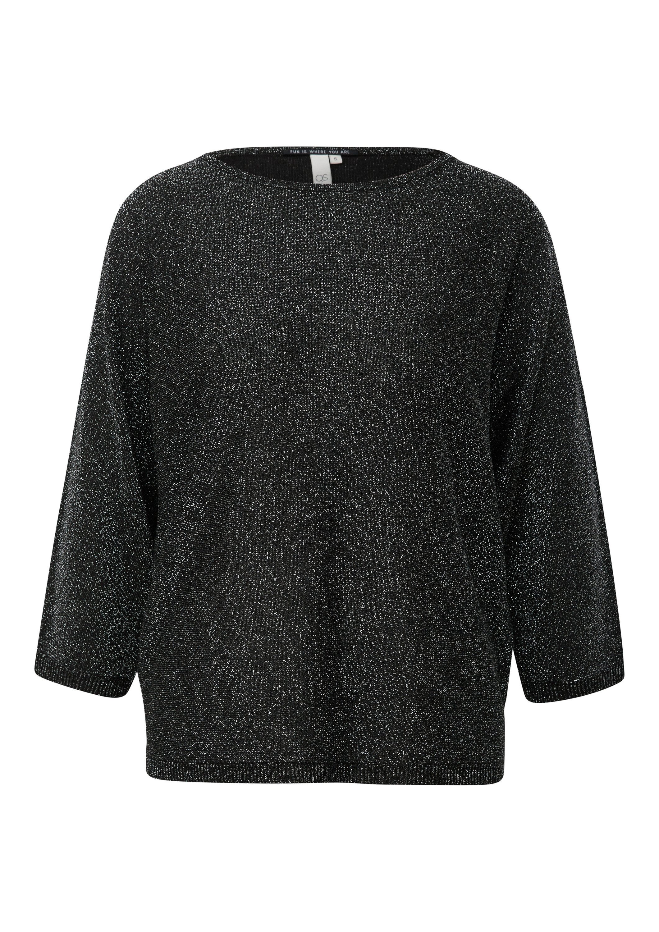 QS 3/4 Arm-Pullover Strickpullover Pullover in Glitzeroptik mit Fledermausä günstig online kaufen