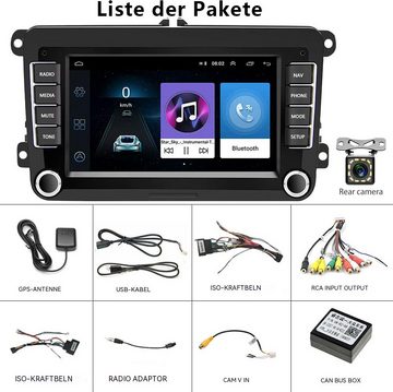 Hikity 2 DIN 7 Zoll Stereoton mit Rückfahrkamera für VW Golf 5/6 Passat B6 Autoradio (Navigation GPS/WiFi, RDS/FM-Radio)