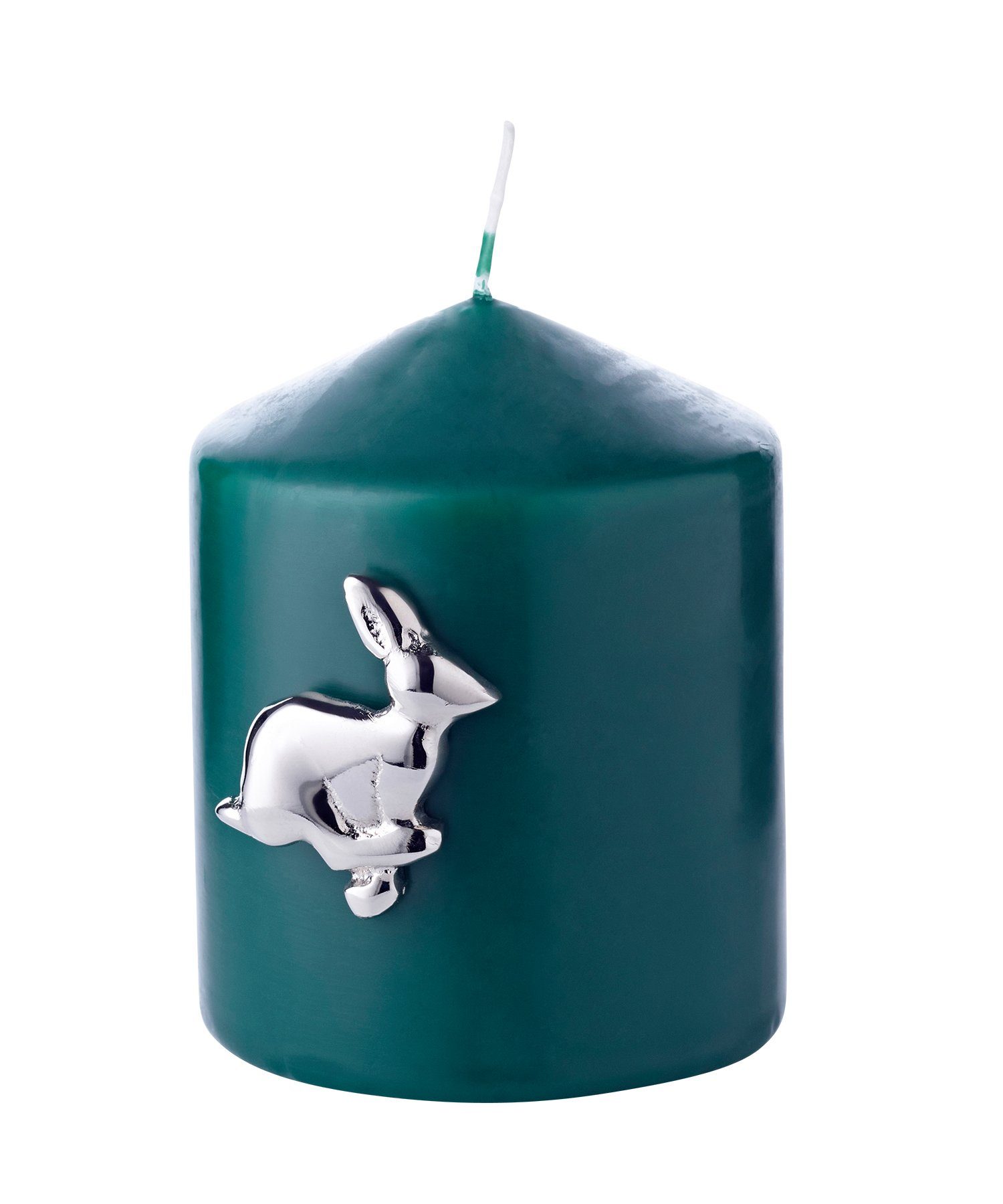 EDZARD Kerzenständer Kerzenstecker Hase, 4er-Set, Silber-Optik, Hase-Motiv, Aluminium, vernickelt, H 4 cm