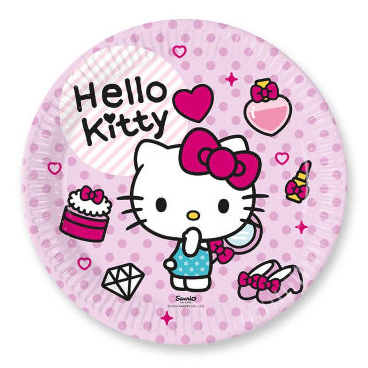 Hängedekoration Pappteller 'Hello Kitty', Ø23cm/8Stk. FSC