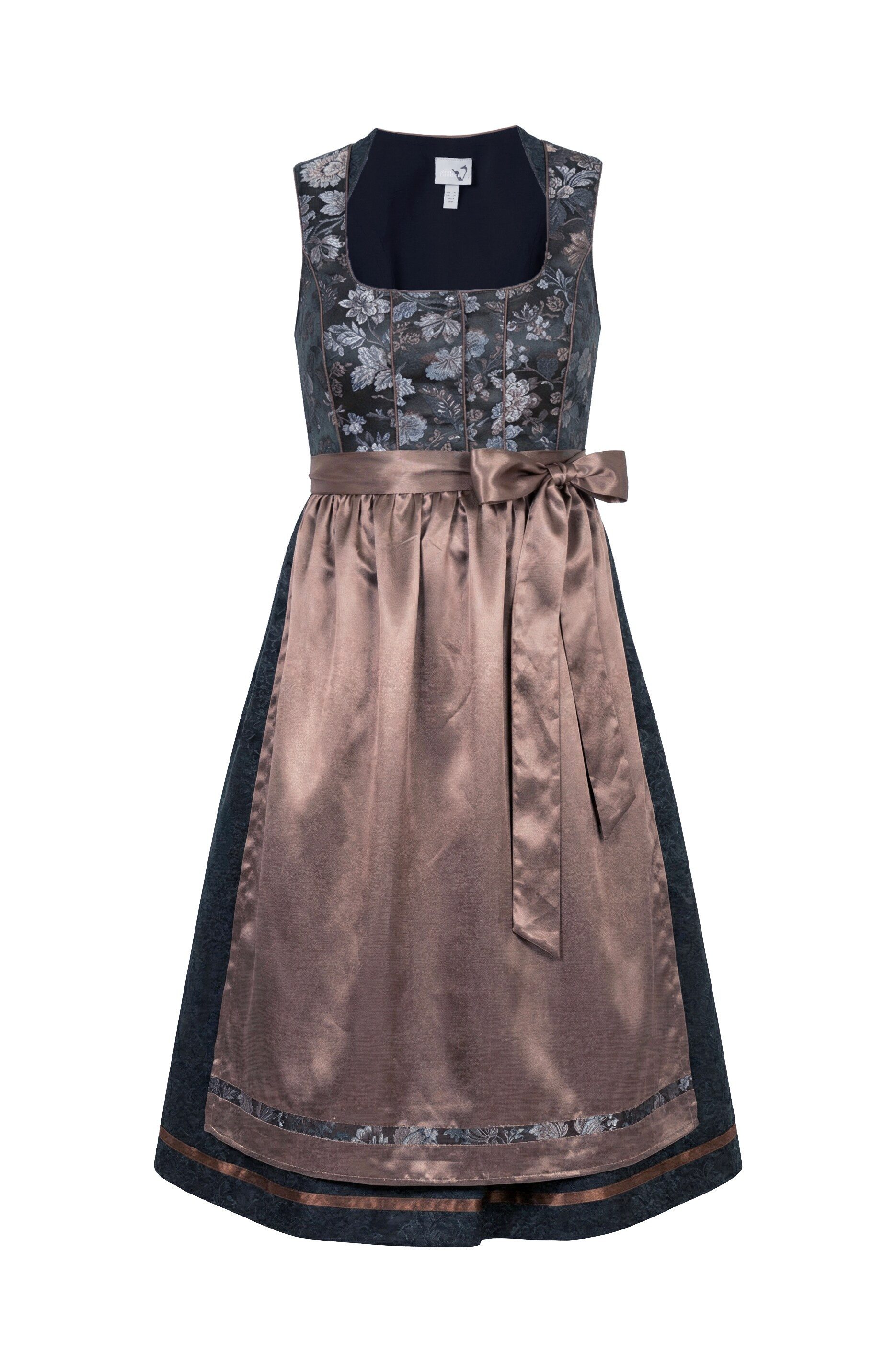 Ulla Popken Dirndl Dirndl Blüten Carré-Ausschnitt Satinschürze