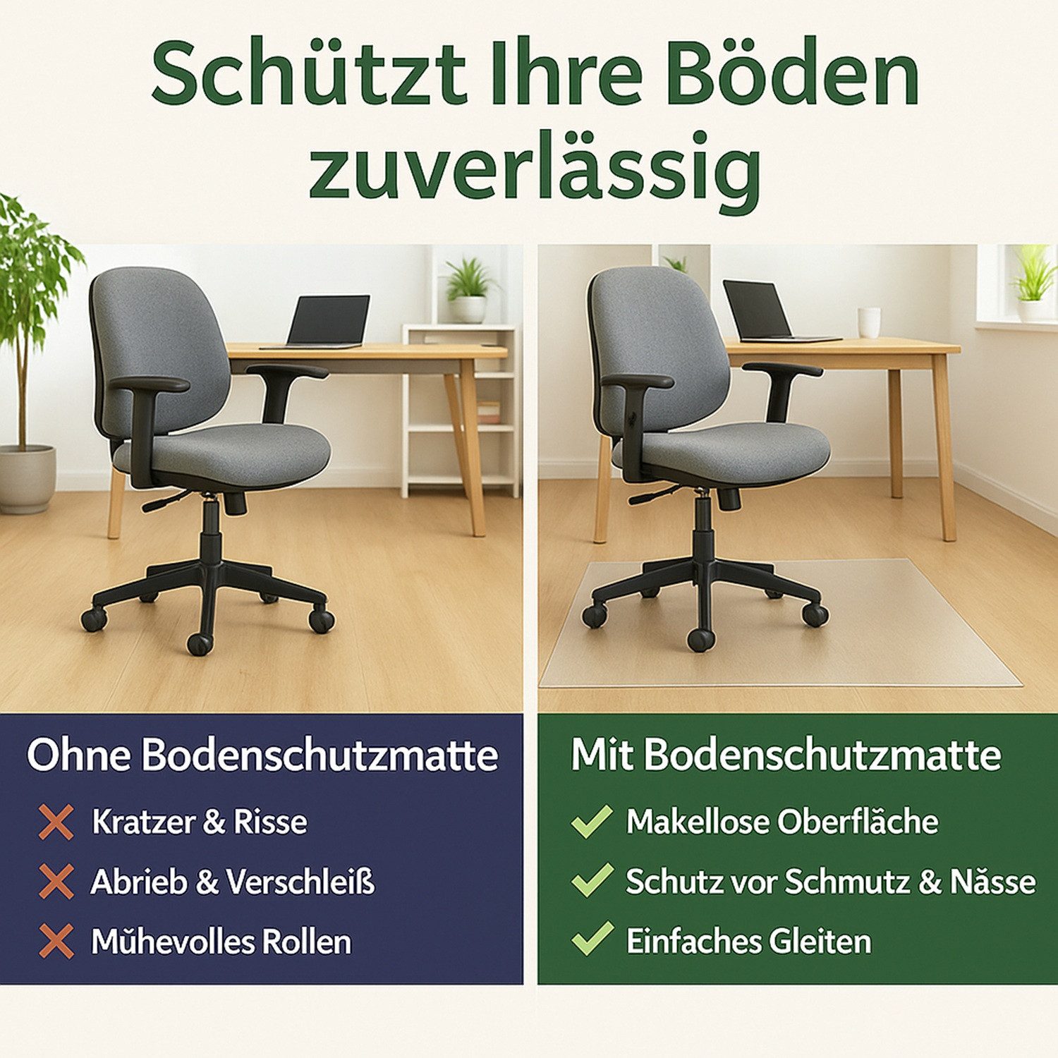 EXKLUSIV HEIMTEXTIL Bodenschutzmatte, 1 m Breite, 2 mm Stärke, Länge wie ausgewählt