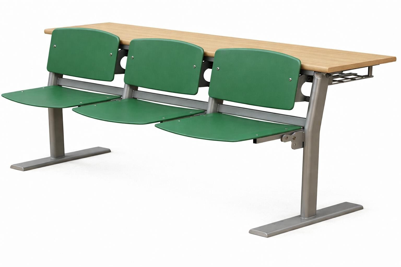 Xlmoebel Schreibtisch Modularer Schreibtisch in Grün mit Sitzplätzen und Metallgestell (mit Sitzplätzen), Made in Europa