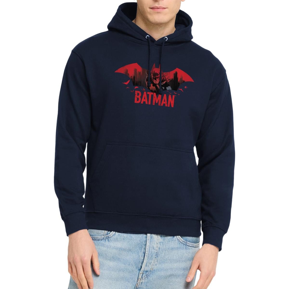 Spreadshirt Hoodie Batman Mit Fledermäusen Und Rotem Batman-Logo Unisex Hoodie (1-tlg)