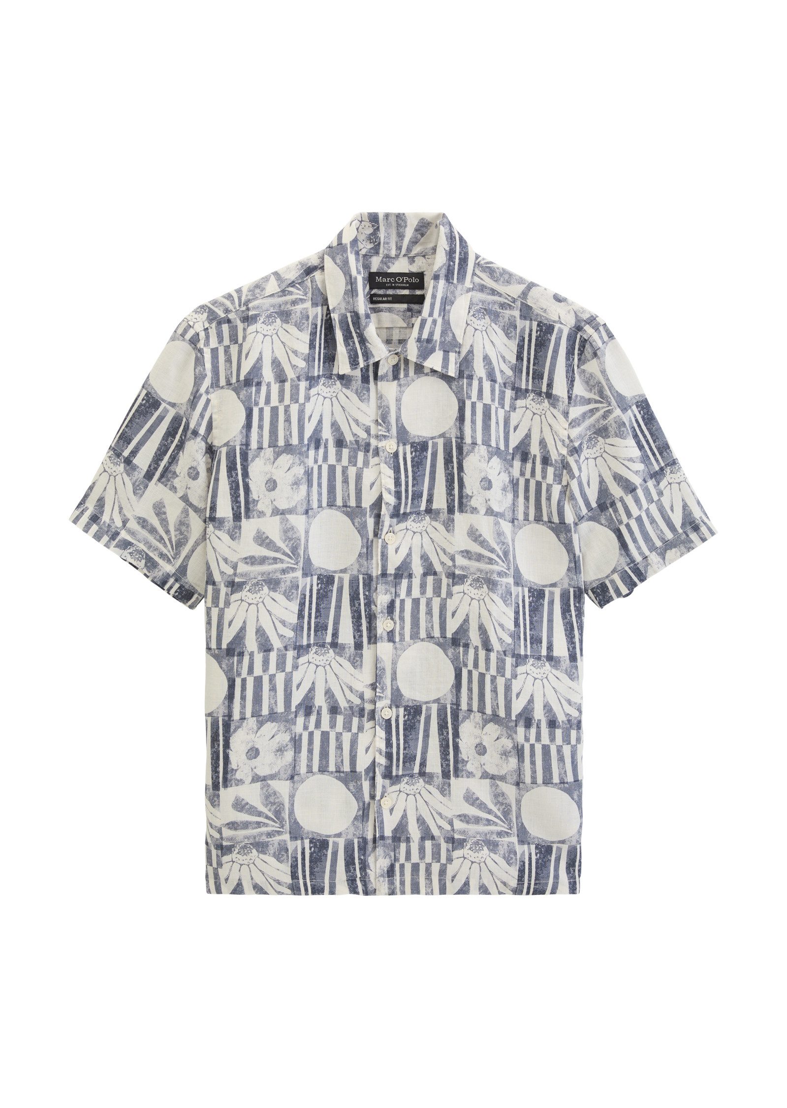 Marc O'Polo Kurzarmhemd Leinenhemd regular fit mit Allover-Print