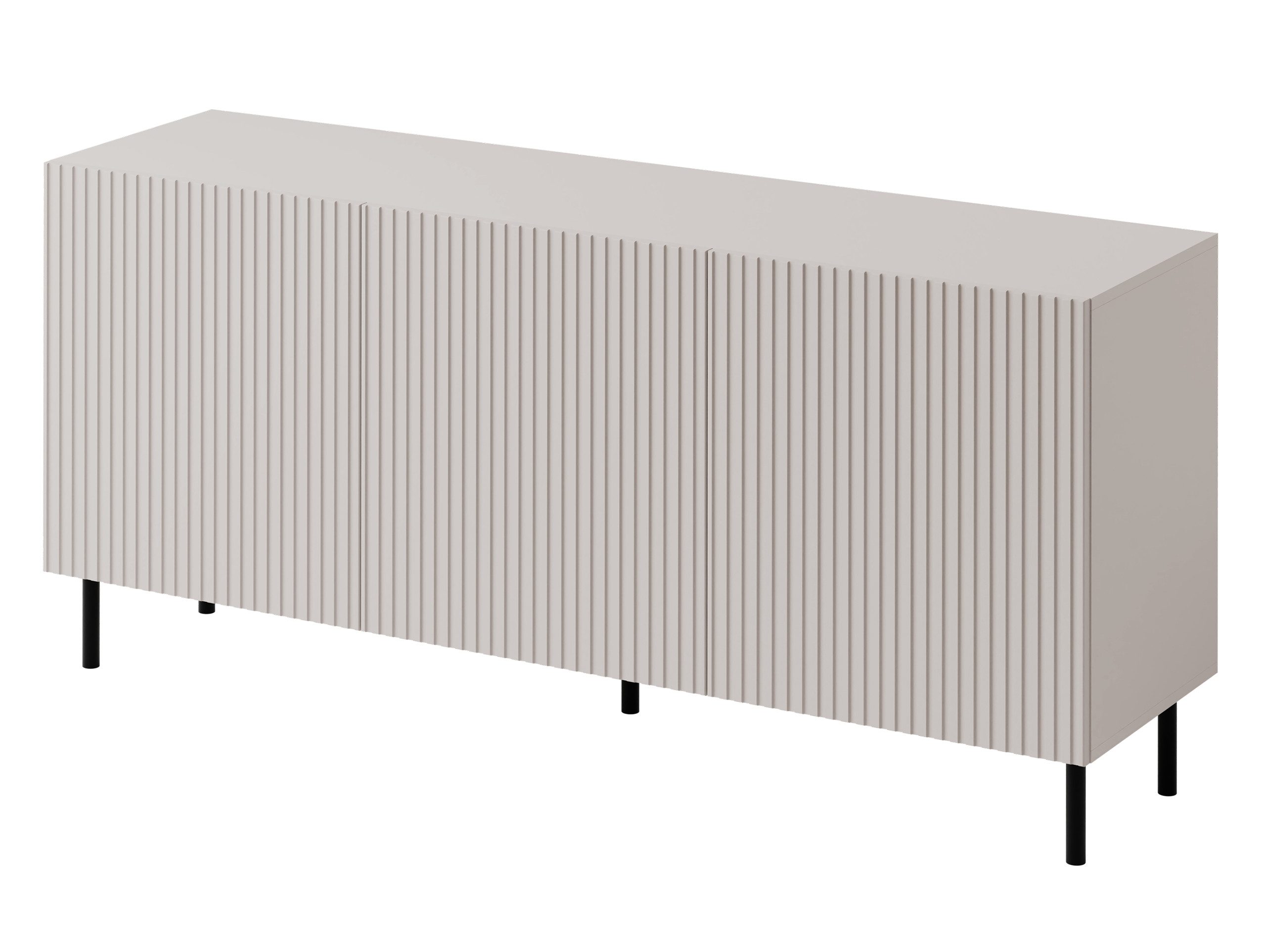 MIRJAN24 Kommode Aruba 3D 156 (mit drei Drehtüren), Metallfüße in der Farbe Schwarz