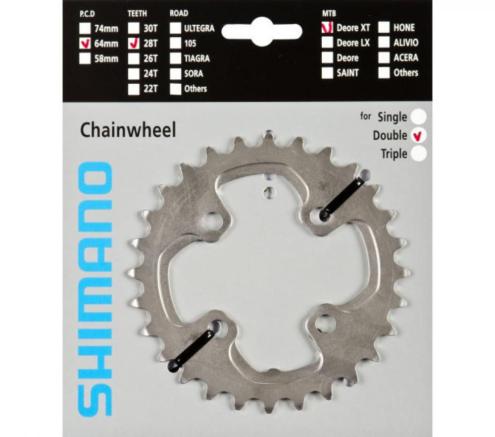 Kettenschaltung Shimano XT FC-M785 Kettenblatt 28 Zähne silber - präziser Antrieb für