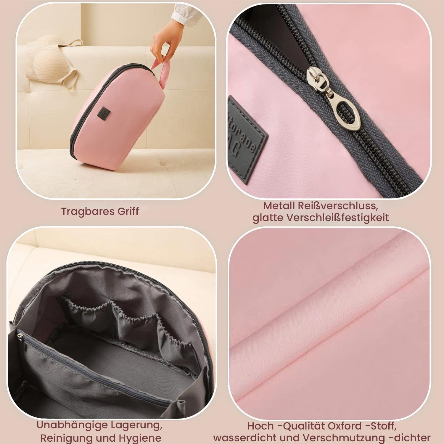 Organizer rosa (25*13*13cm), Unterwäsche Multifunktionale Aufbewahrungstasche für Reisetasche MAGICSHE