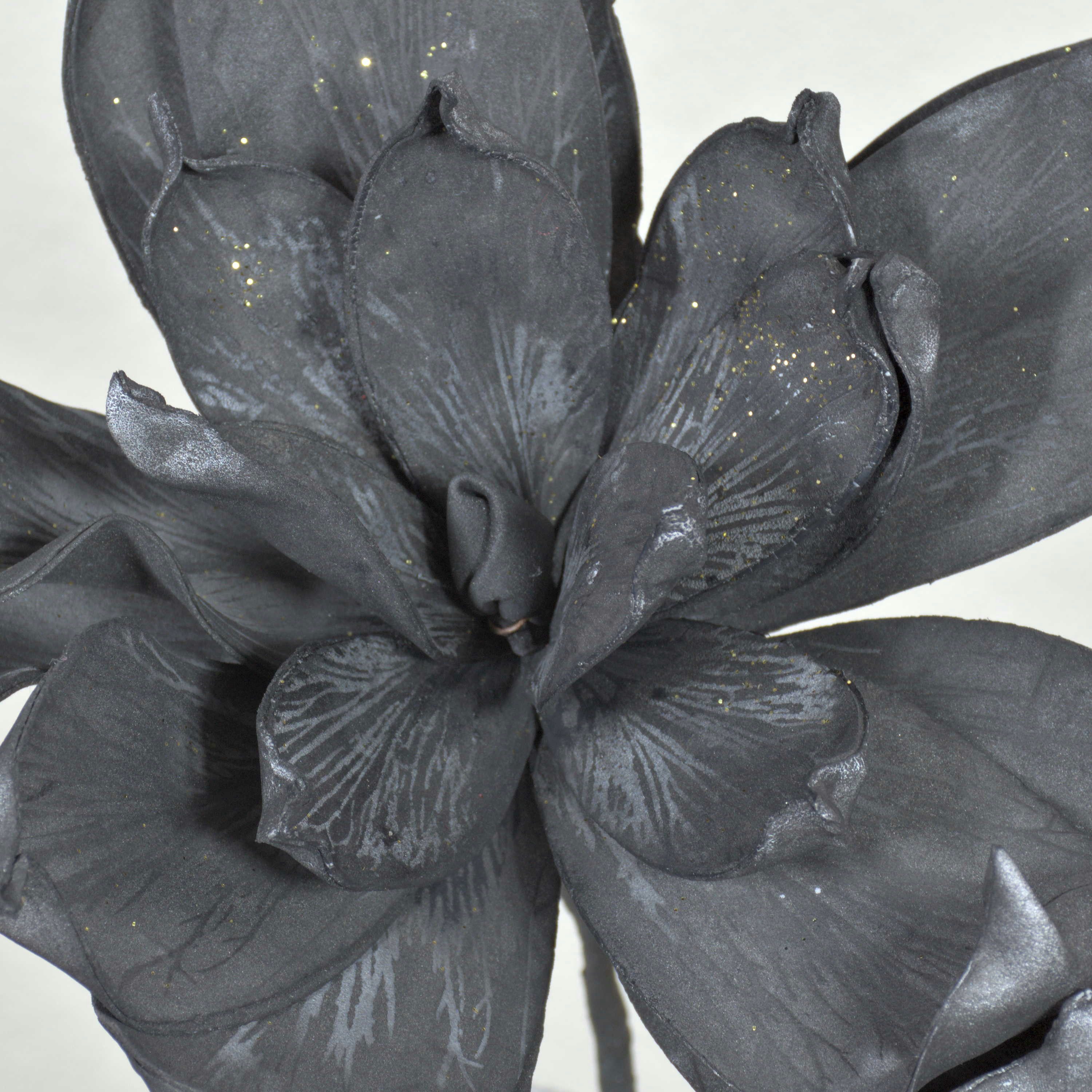 Kunstblume Künstliche Magnolie AMILIE, Glitzer, schwarz, 30cm, Ø26cm Magnolie, artplants, Höhe 30.0 cm