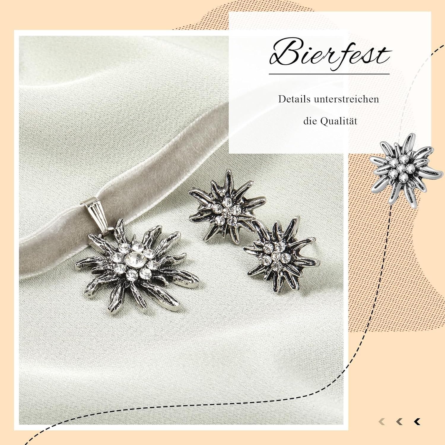Coonoor Schmuckset Schneeglöckchen Halsketten- und Ohrring-Set, Oktoberfest Schmuck-Set, Märchenstil Schmuck-Set