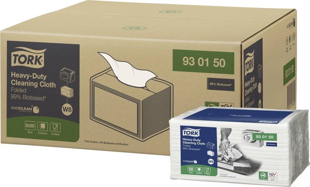 TORK Bienenwachstücher TORK Extra Starke Reinigungstücher weiß W8, 8 x 50 Tücher 930150 Anza