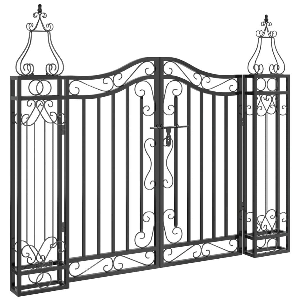 Gartentor 121 x 8 x 100 cm Gartentor Schwarz 121x8x100 cm Schmiedeeisen Abschlie