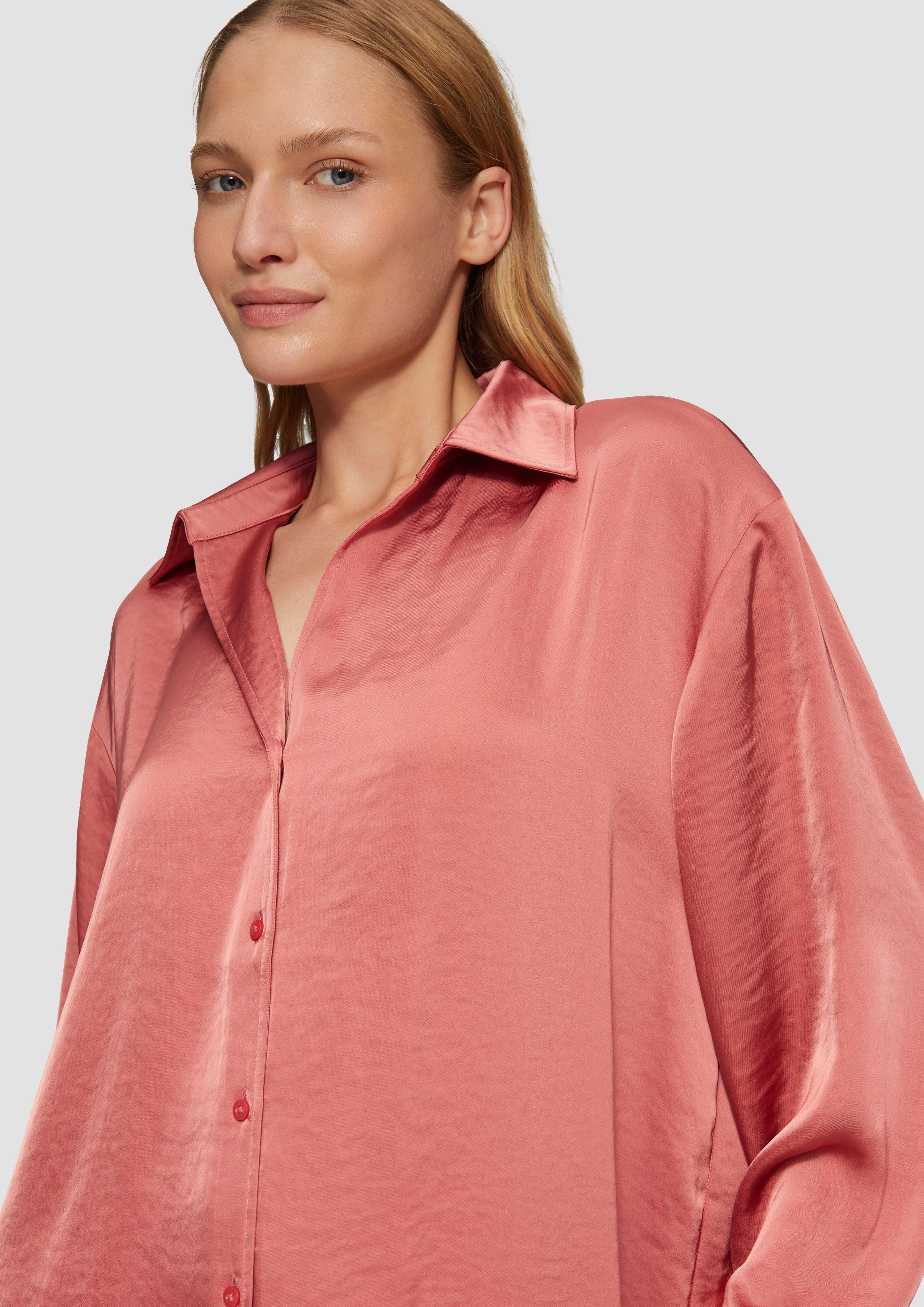 s.Oliver Langarmbluse Satinierte Bluse mit V-Ausschnitt günstig online kaufen