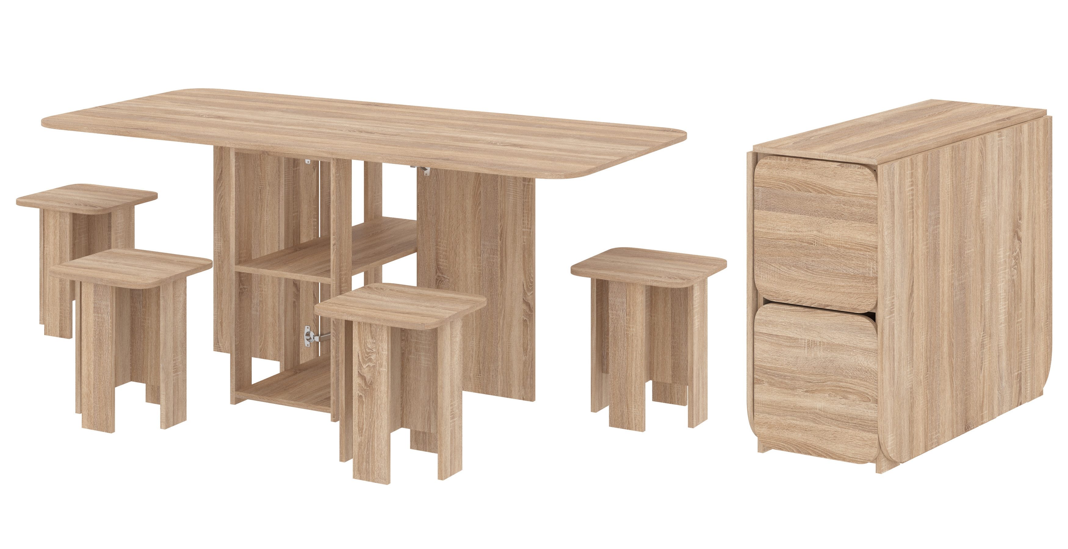 Rodnik Essgruppe Klapptisch-Hocker-Set 5 in 1, (Esstisch-Set, klappbar, 5-t günstig online kaufen