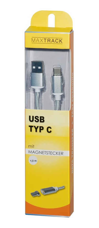 Maxtrack Smartphone-Kabel, USB, USB-A auf USB-C (100 cm), magnetisches USB-Kabel, A-Stecker auf C-Stecker