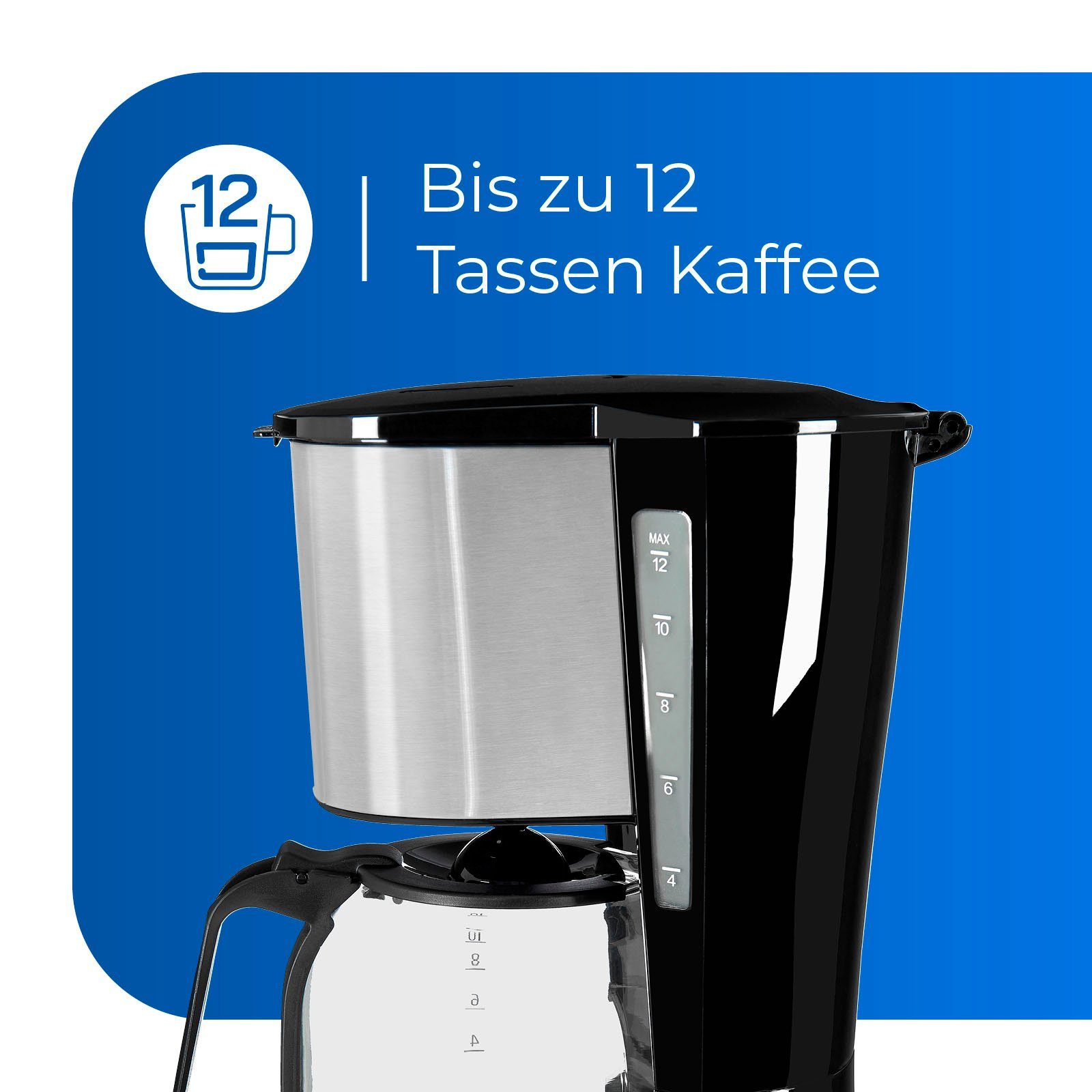 exquisit Filterkaffeemaschine 6119 Papierfilter 1x4 KA Kaffeekanne, isw, 1,5l