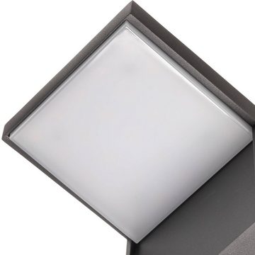 Lucande LED Außen-Wandleuchte Rachel, LED-Leuchtmittel fest verbaut, warmweiß, Modern, Aluminium, Polycarbonat, grafitgrau, weiß, 25 flammig, inkl.