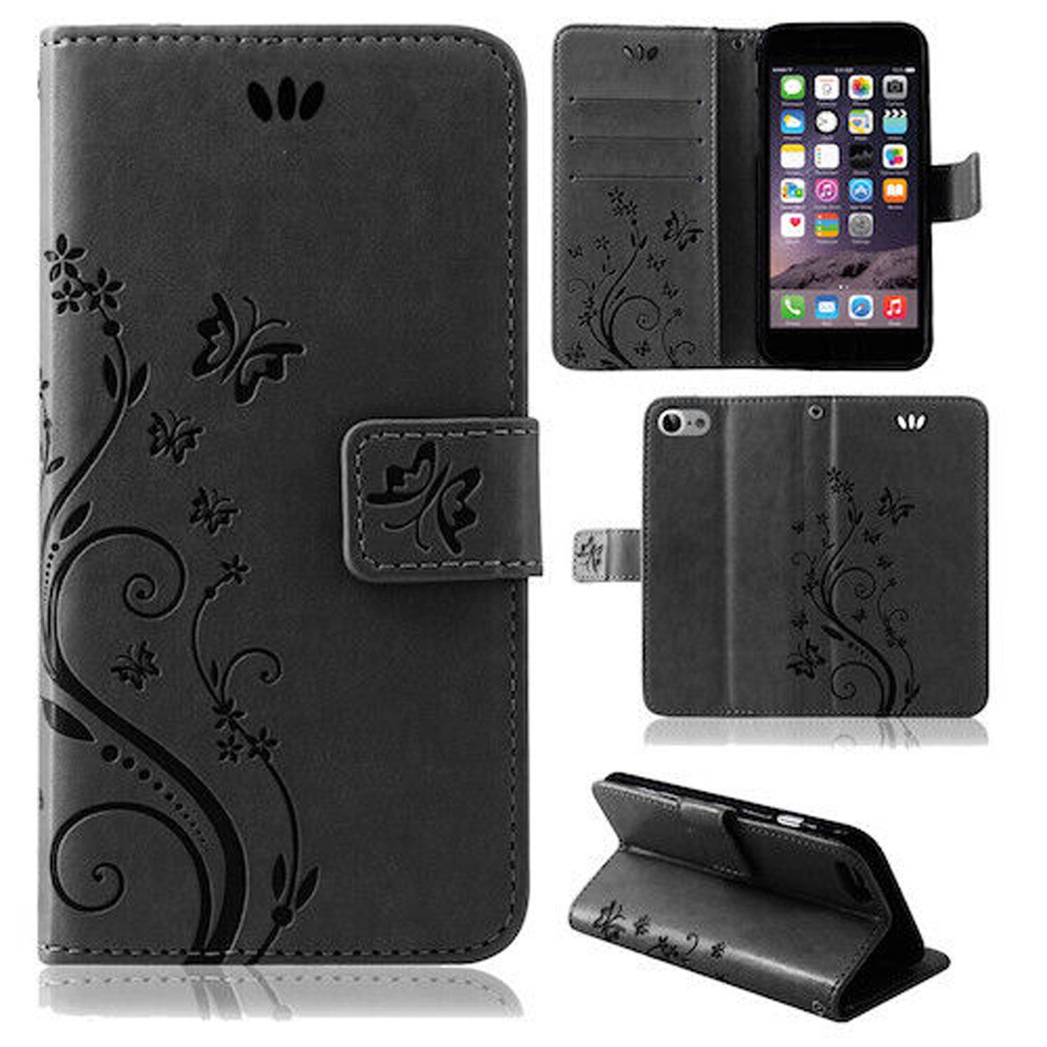 betterfon Handyhülle Handytasche für Apple iPhone 5 / 5s / SE Klapphülle Klapphülle, Bookstyle-Hülle: Magnetverschluss 3 Kartenfächer & Standfunktion