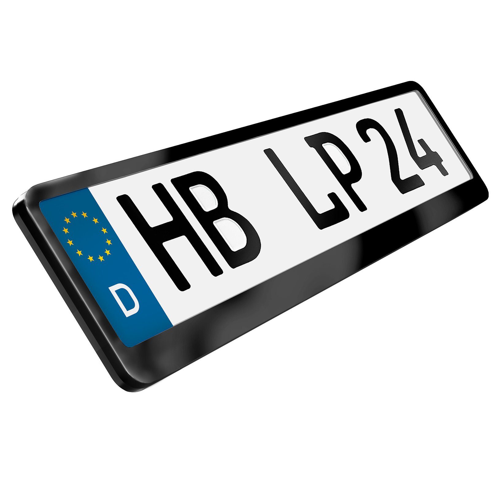 L & P Car Design Kennzeichenhalter Auto Edelstahl schwarz hochglanz poliert Kennzeichenhalter V2A, (2 Stück)