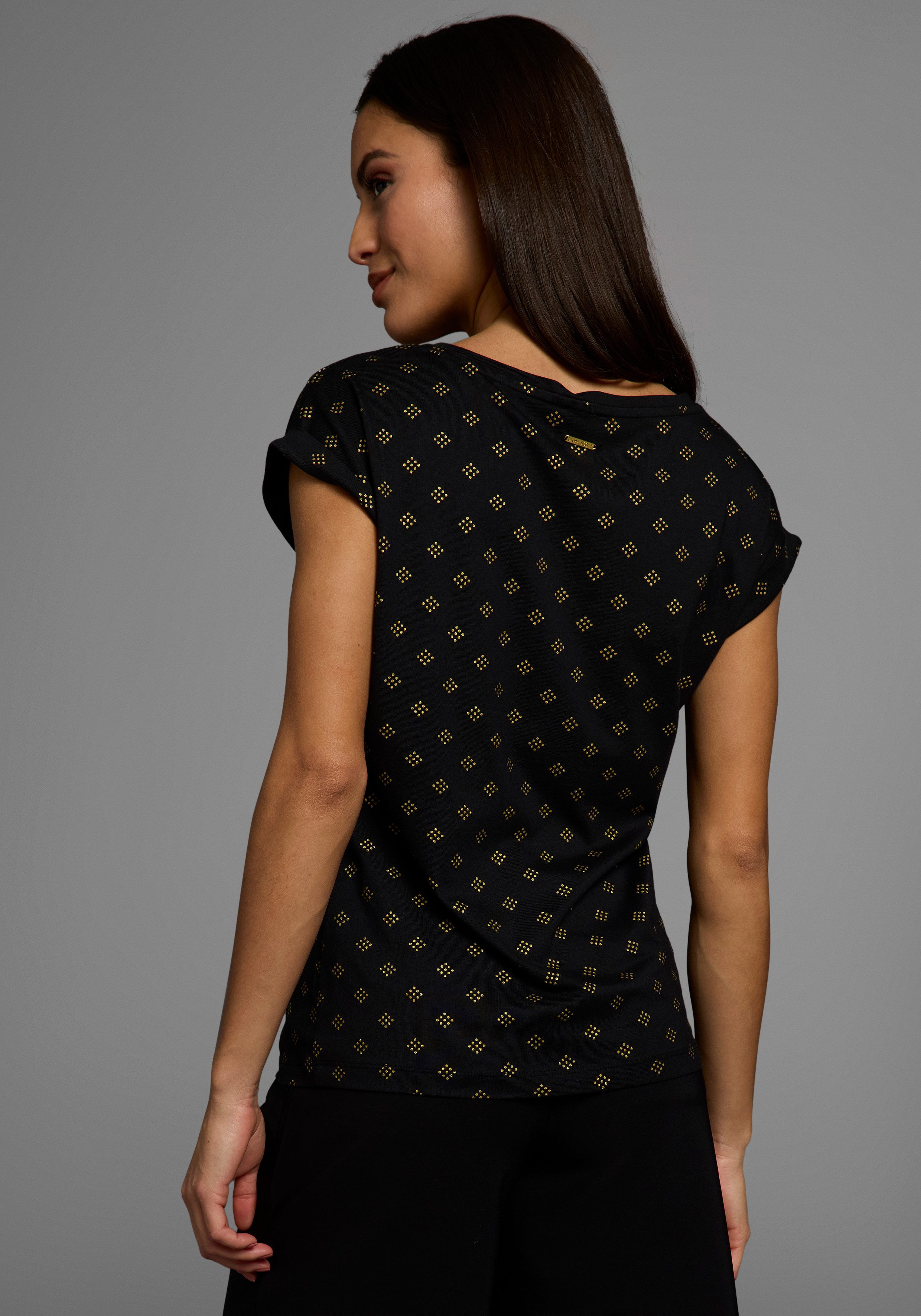Laura Scott Rundhalsshirt mit minimalistischem Graphik-Allover-Print günstig online kaufen