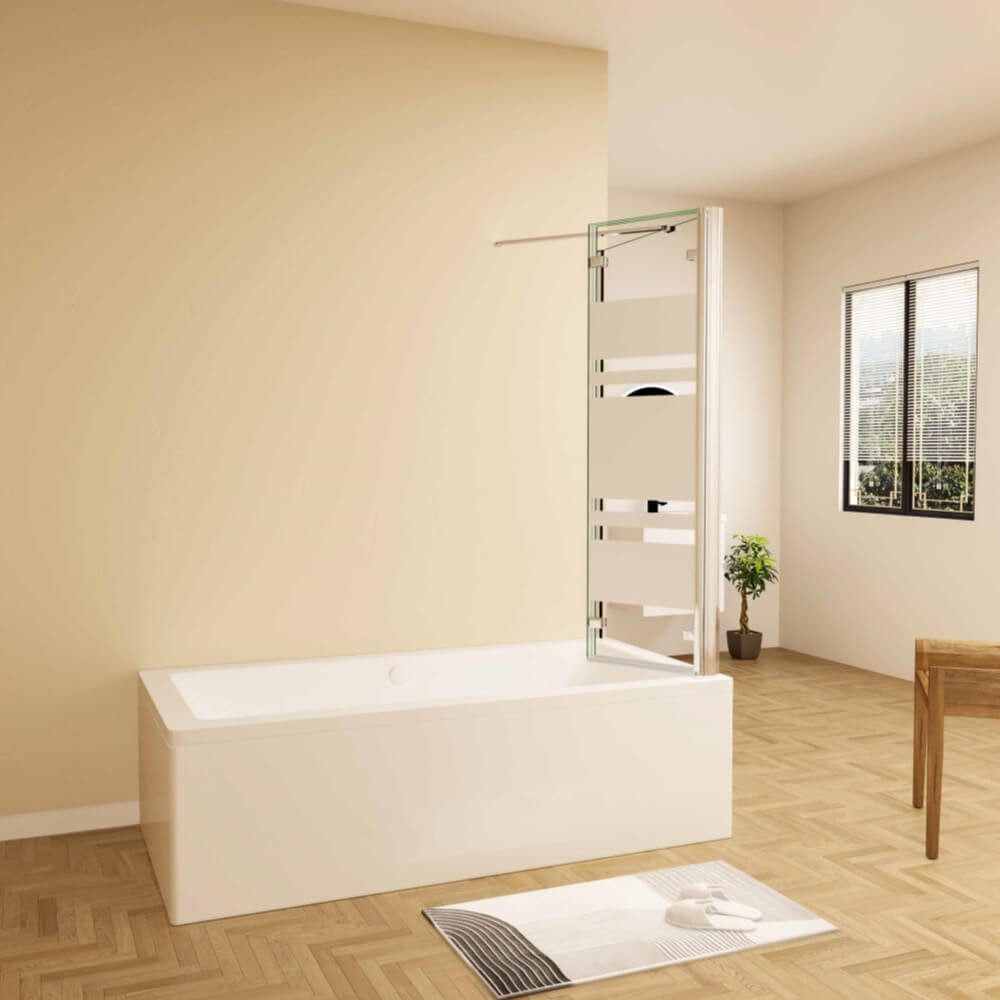 Duschparadies Badewannenaufsatz Chrom 3 teilig Faltwand Duschwand für Badewanne mit Seitenwand, 6mm ESG klares Sicherheitsglas, mit Antikalk-Versiegelung, Breit – Bild 5 von 5