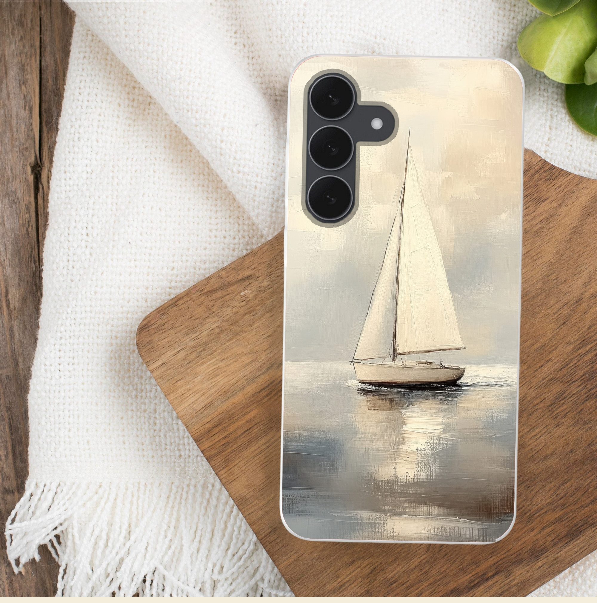 MuchoWow Handyhülle für Samsung Galaxy S25 FE Segelschiff - Meer - Bewölkt, Smartphone-Bumper, Print, Handy Schutzhülle Dünn