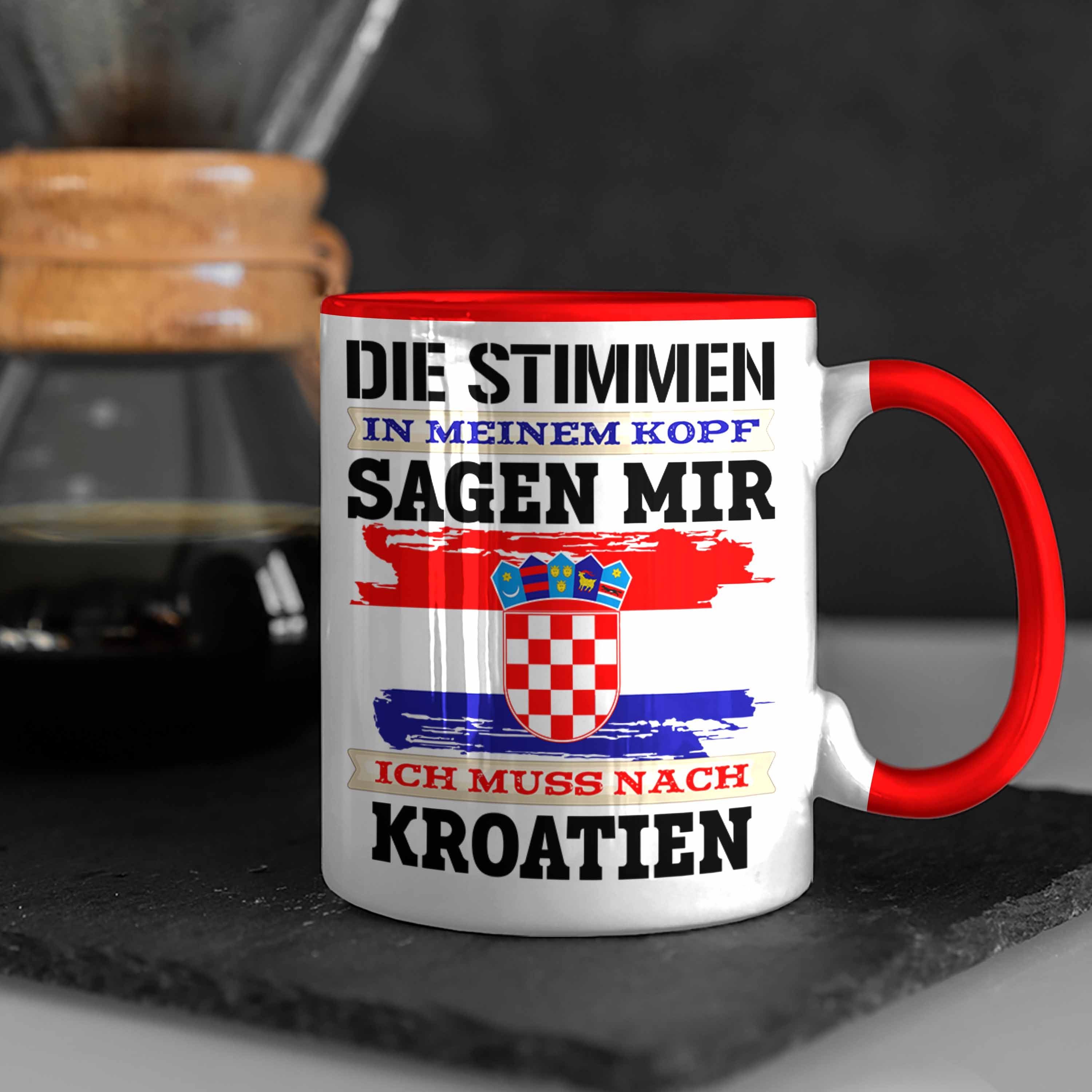 Trendation Tasse Trendation - Kroatien Geschenk Land Tasse Rot für Urlaub Kroaten