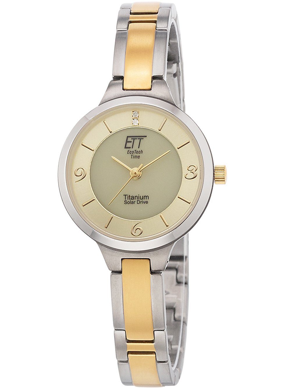 ETT Eco Tech Time Quarzuhr ETT ELS-12148-61M Diamond Lady Solar Drive Titan Damenuhr 28mm ETT ELS-12148-61M Diamond Lady Solar Drive Titan Damenuhr 28mm