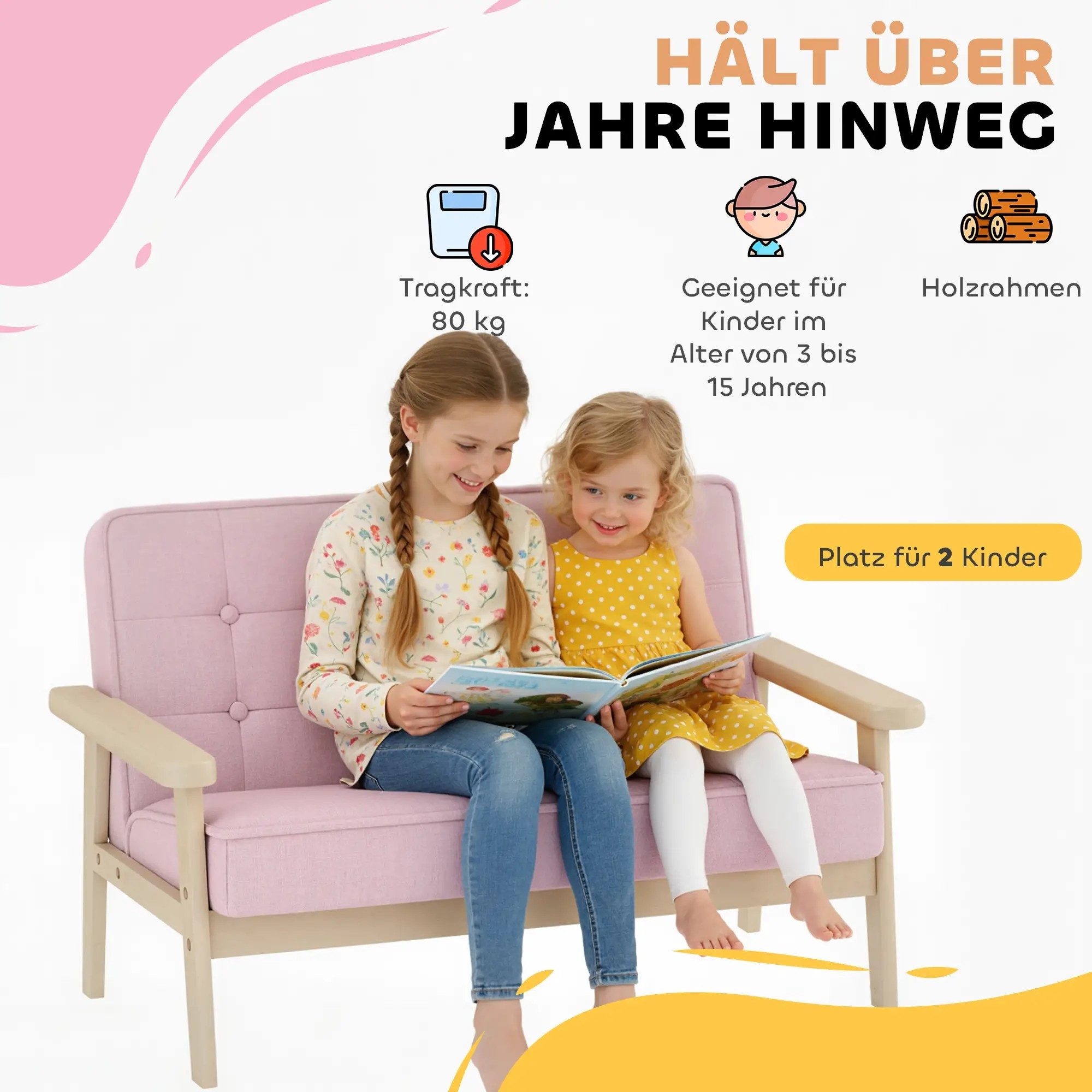 BlingBin Kindersessel Kindersofa mit Samtoptik, massiven Holzfüßen Sessel a günstig online kaufen