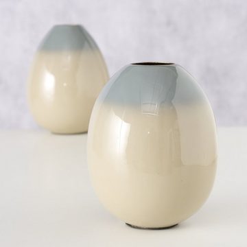 BOLTZE Dekovase 2er Set "Zera " aus Metall in beige/grau H18cm, Vase