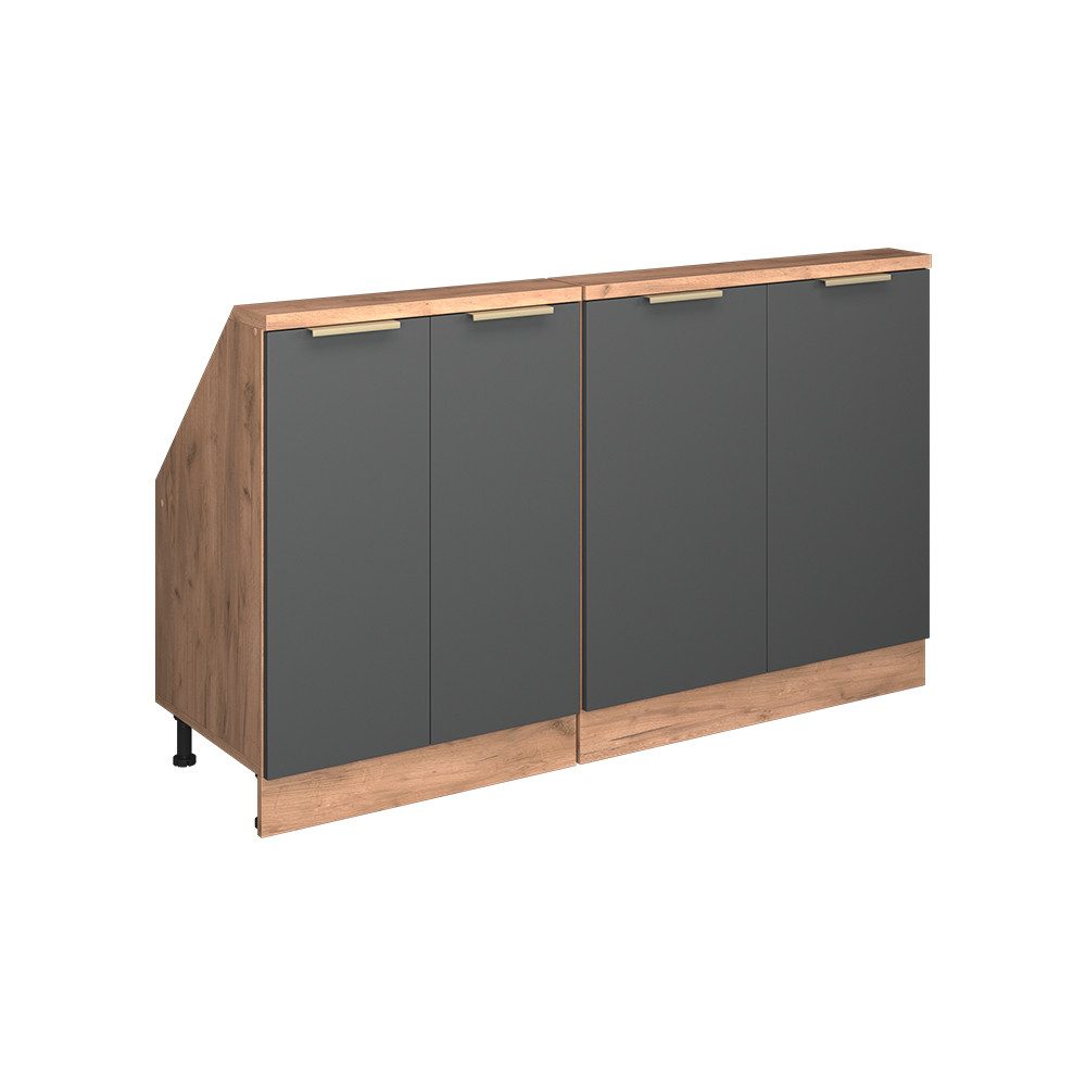 Vicco Kommode Rion, Anthrazit-Gold, 140 cm 2er Set (2 St)