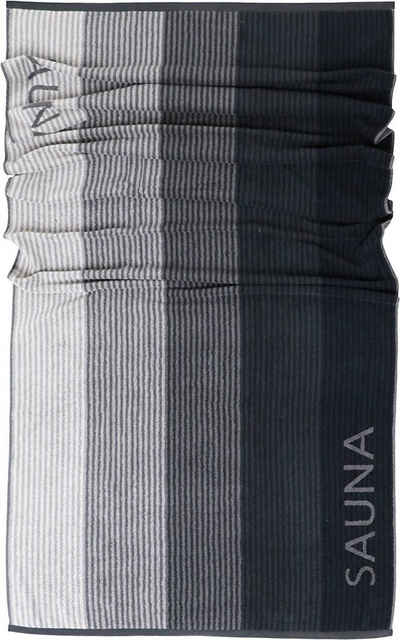 Lashuma Saunatuch »Helsinki« (1-St), kuscheliges Badetuch grau schwarz gestreift 85x200 cm