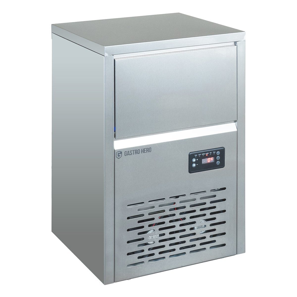 GastroHero Elektrischer Eiswürfelbereiter Eiswürfelbereiter ECO 40 kg Eiswürfelmaschine Edelstahl, Kältemittel R290, luftgekühltes System, kompakte Bauweise