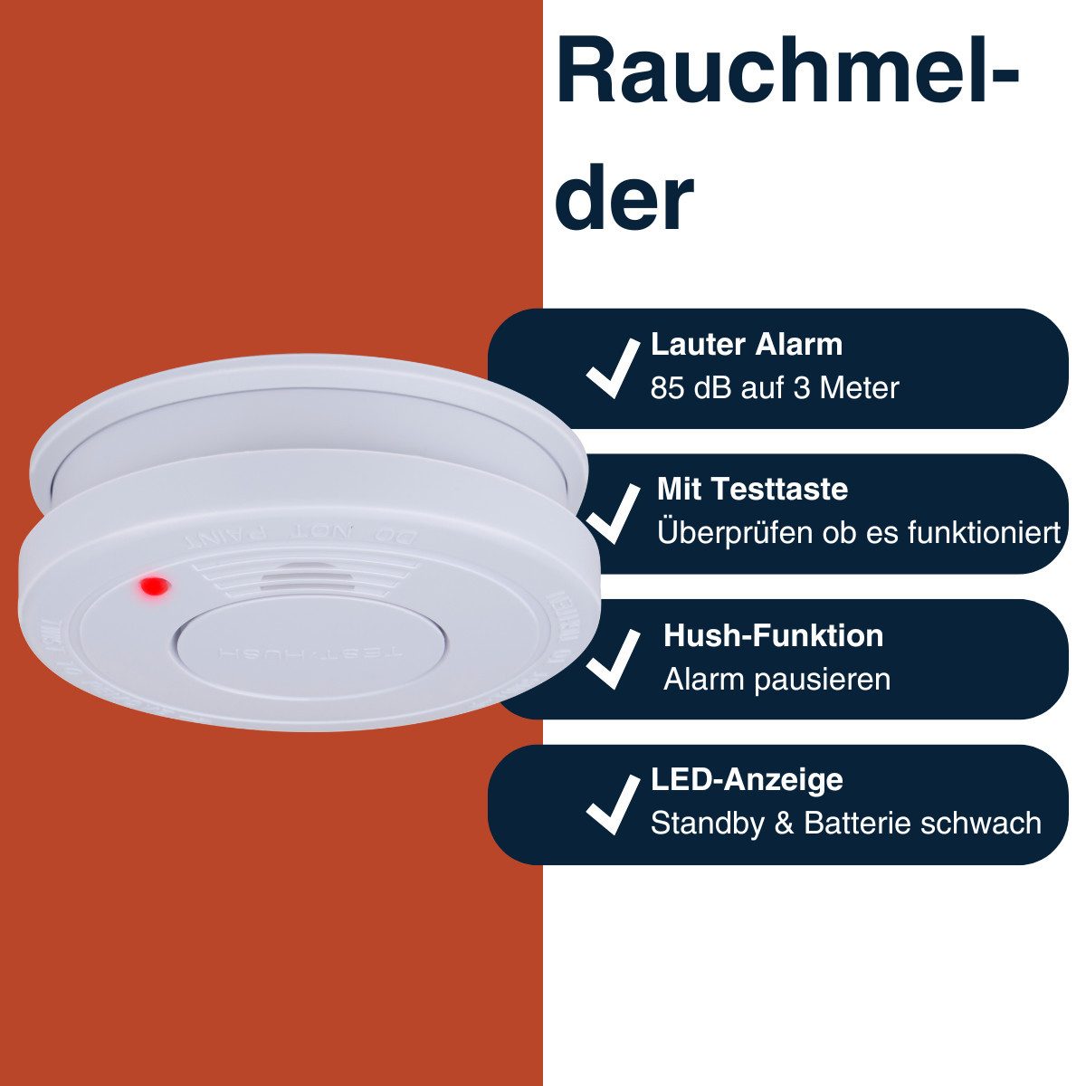 Grundig Grundig Rauchmelder - Rauchwarnmelder mit 85 dB Alarm Rauchmelder