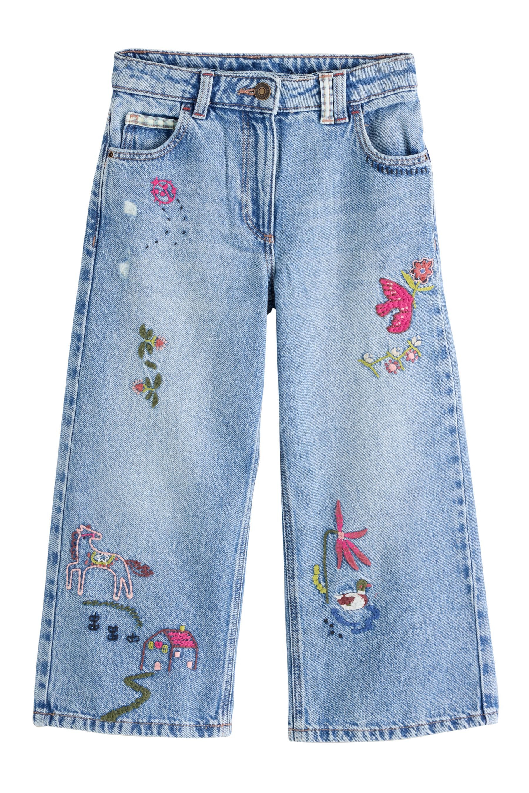 Next Weite Jeans Bestickter Jeans mit weitem Bein (1-tlg)
