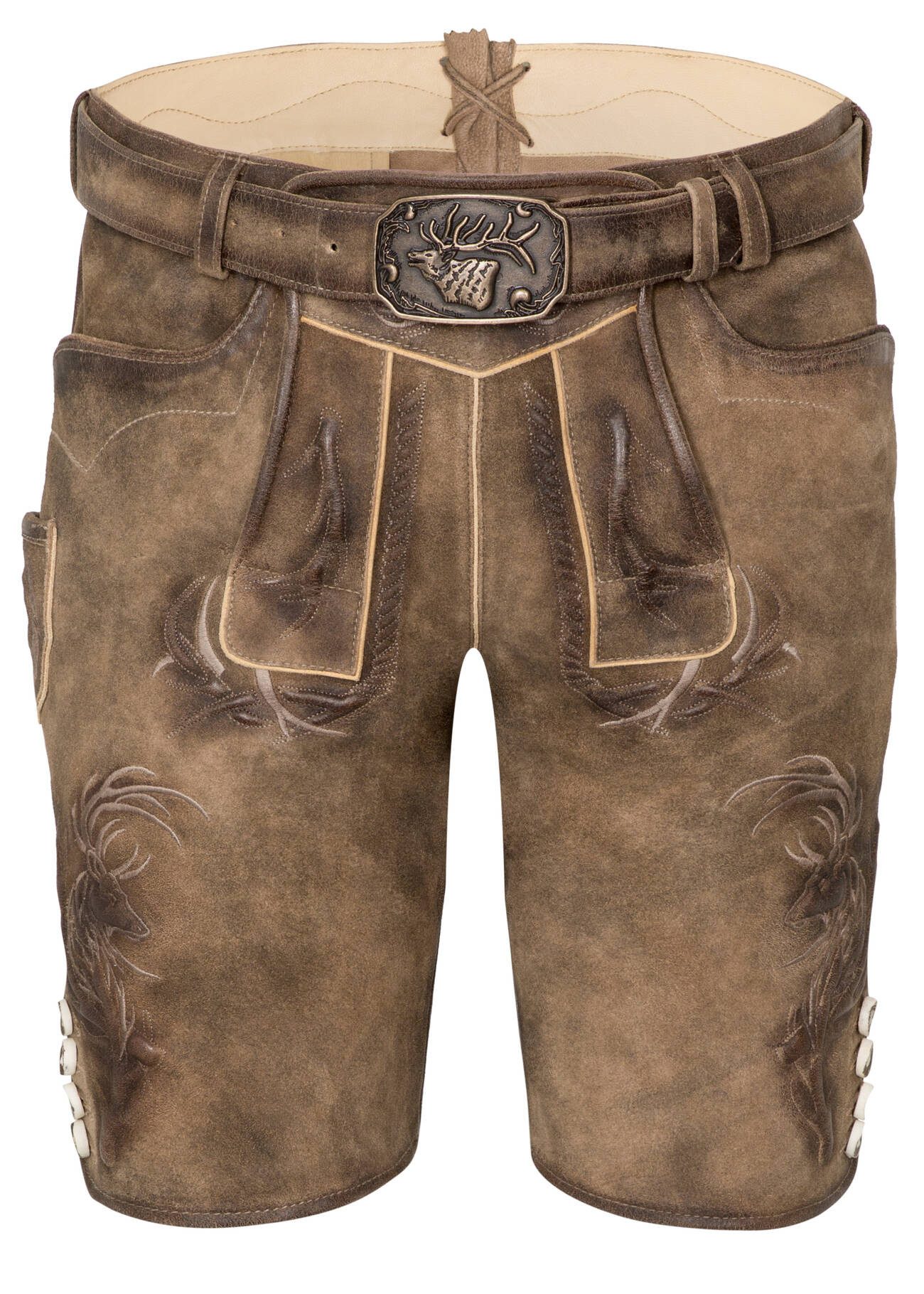 Spieth & Wensky Lederhose Wolverine-Hose WOLVERINE Herren Trachtenhose Lederhose kurzhose Gürtel Ziegenvelour