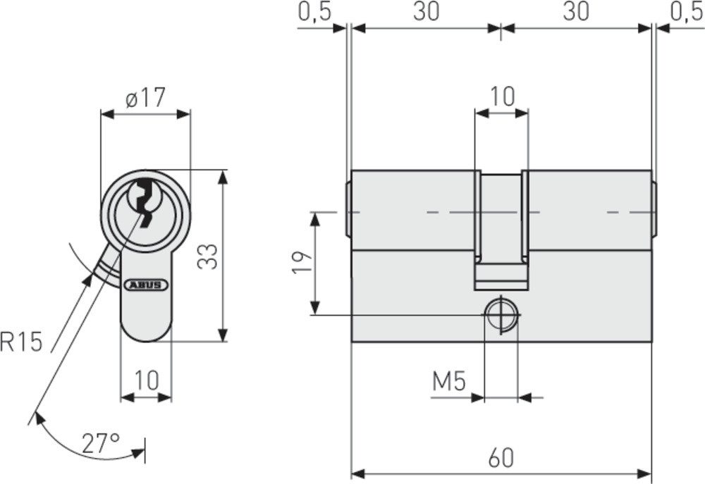 ABUS Profilzylinder Doppelzylinder TI14ST 30/30 – TITALIUM™ – Not- & Gefahrenfunktion, Profilzylinder – inkl. 3 Schlüssel