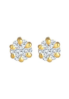 Elli DIAMONDS Paar Ohrstecker Blume Diamant (0.24 ct) 585 Gelbgold