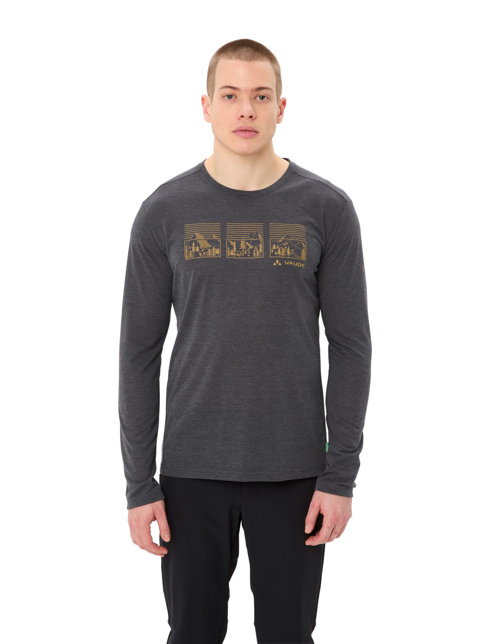 VAUDE Langarmshirt MEN'S ROSEMOOR LS T-SHIRT III ohne Kragen, Rundhalsausschnitt, aus Polyester und Lyocell