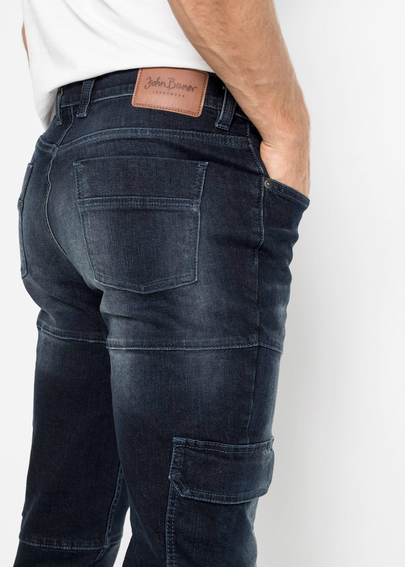 bonprix Cargojeans Slim Fit, aus Baumwolle und Elasthan, mit gewaschener Optik