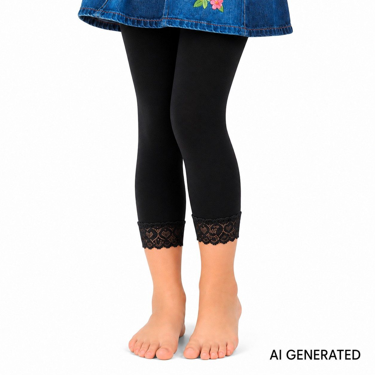 Smarilla 3/4-Leggings Mädchen Capri-Leggings aus Feinstrumpfmaterial mit Spitze