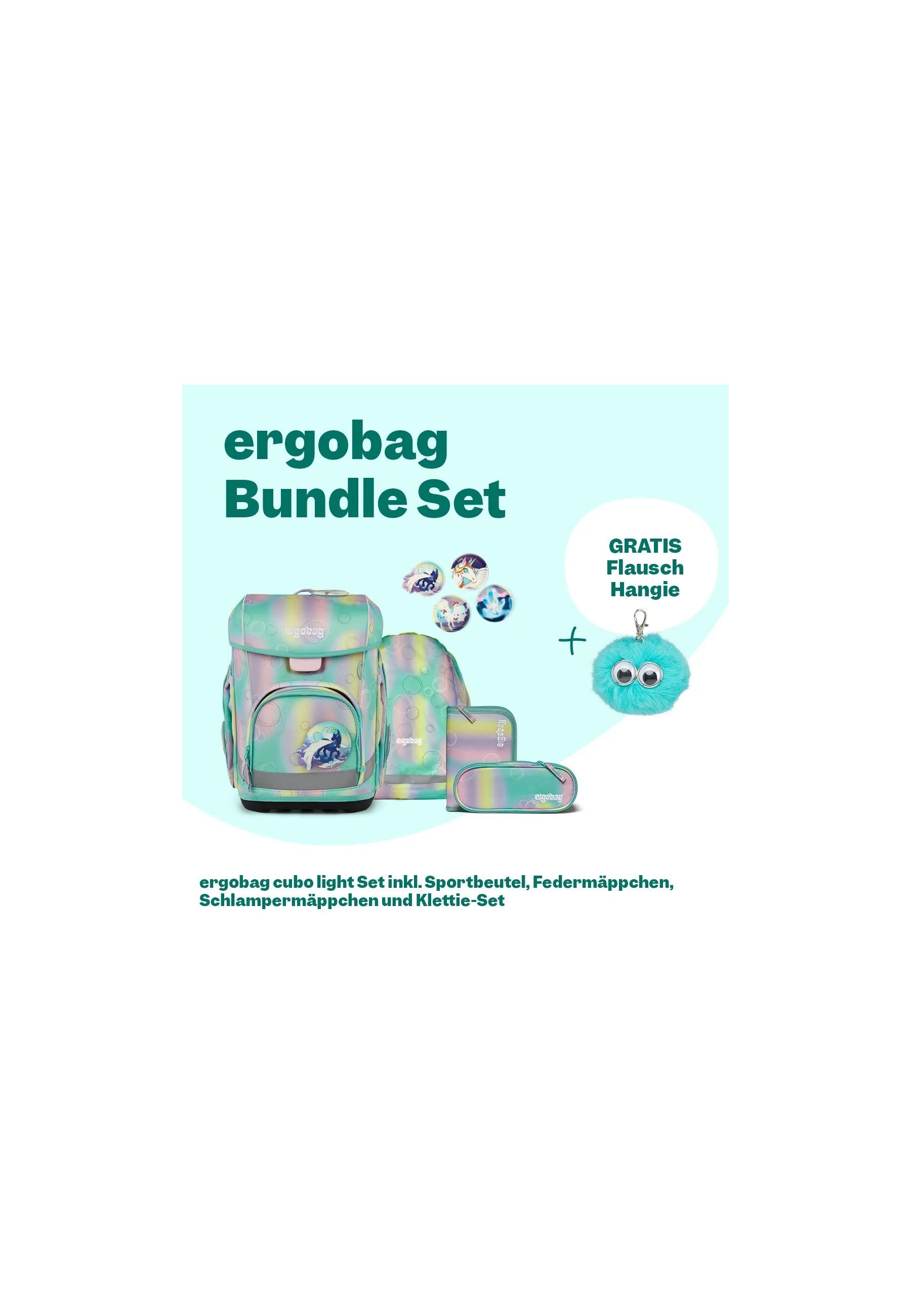 ergobag Schulranzen cubo light Bundle Set (6-tlg., 6-teiliges Set), wiegt nur 860g
