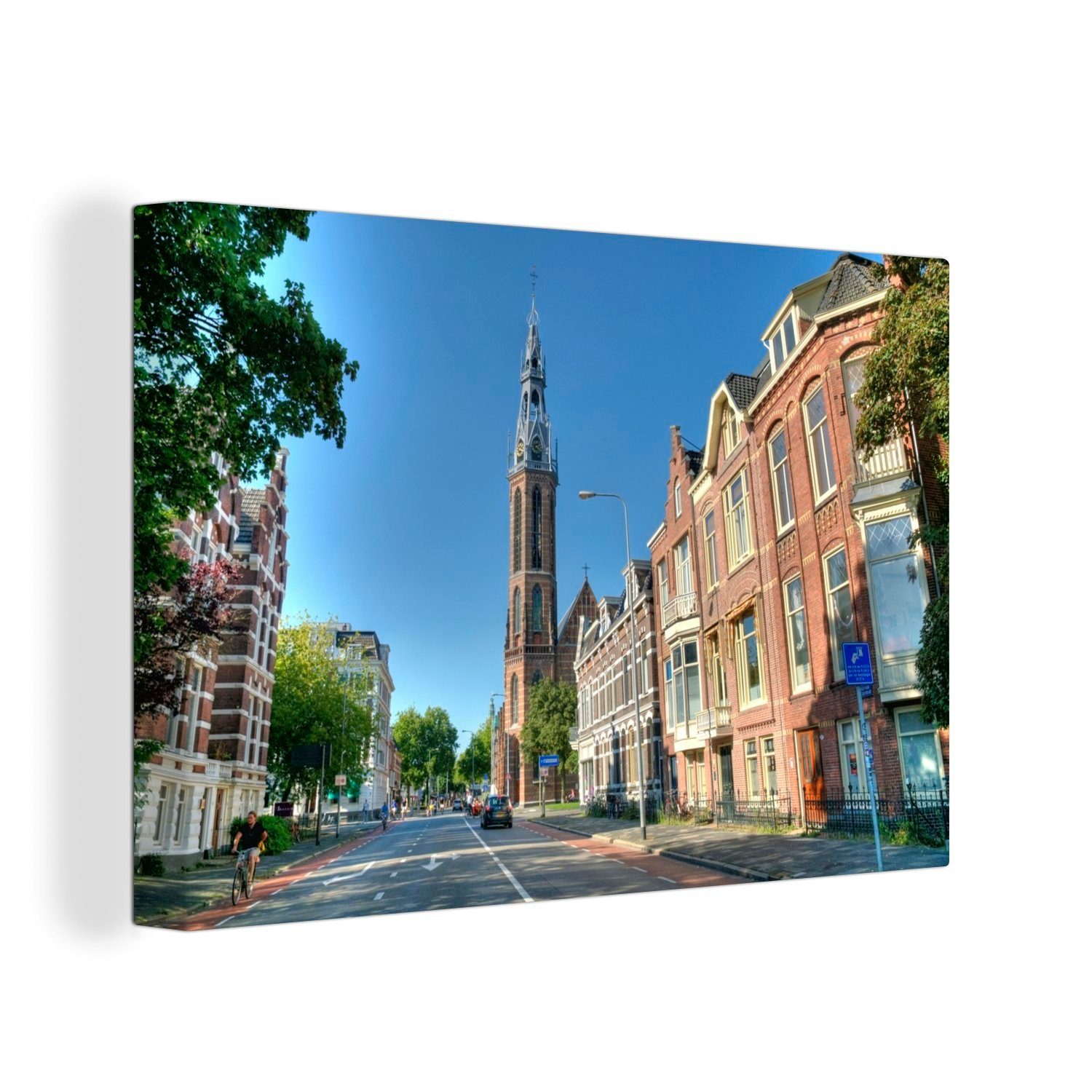 Leinwandbild - Stadt, (1 cm Wanddeko, Wandbild Kathedrale Groningen 30x20 OneMillionCanvasses® Aufhängefertig, St), - Leinwandbilder,