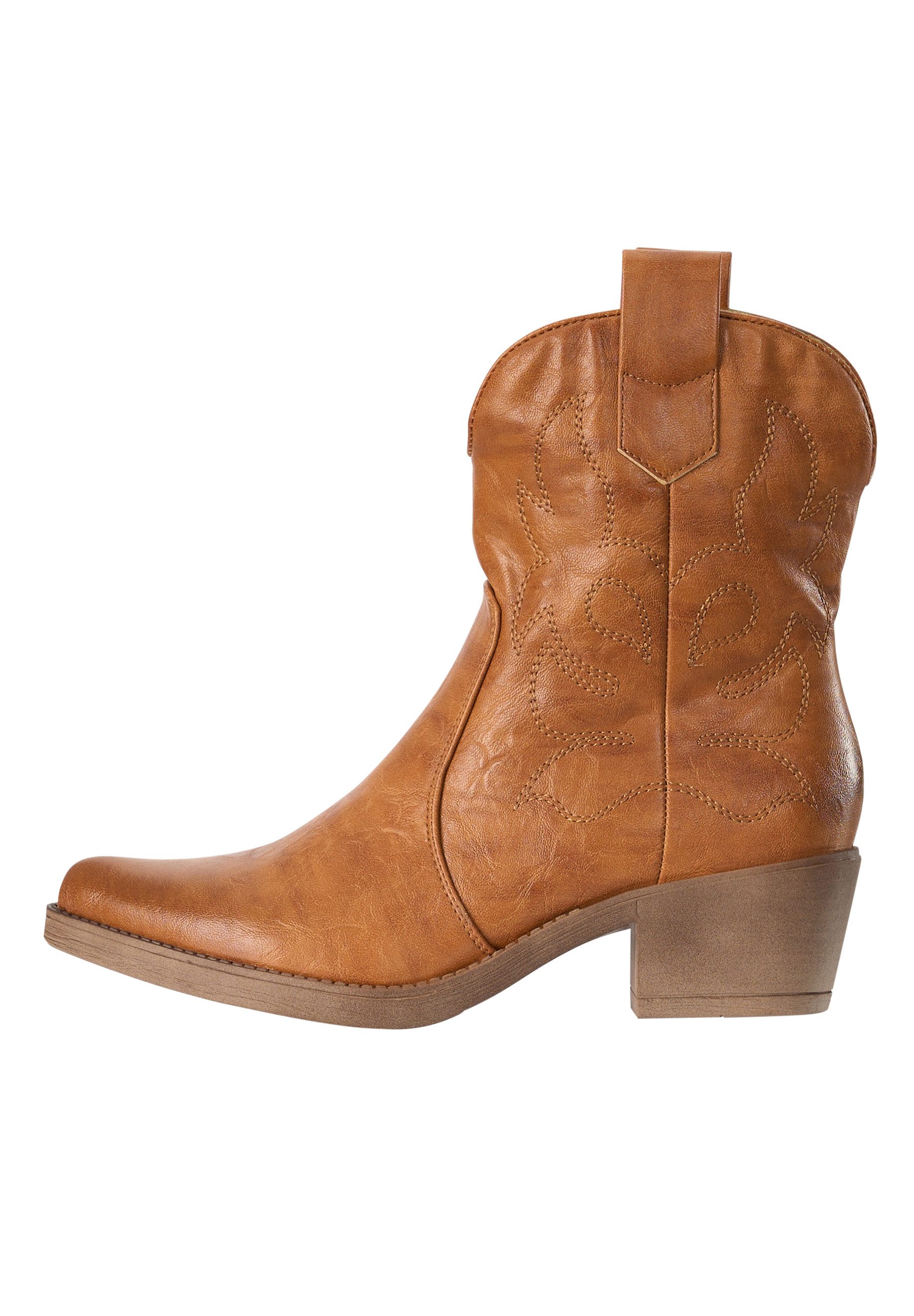 Salinyang Damen Western Cowboy Boots mit Ziernähten und Blockabsatz Stiefelette