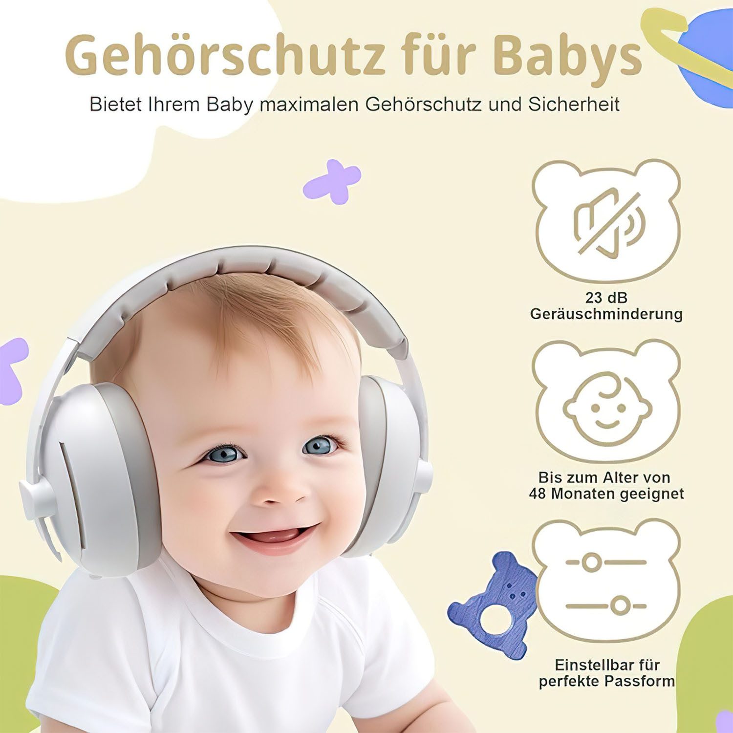 SURFOU 2-in-1 Baby Ear Protection Headphones with Noise Cancellation & Adjustable Headband