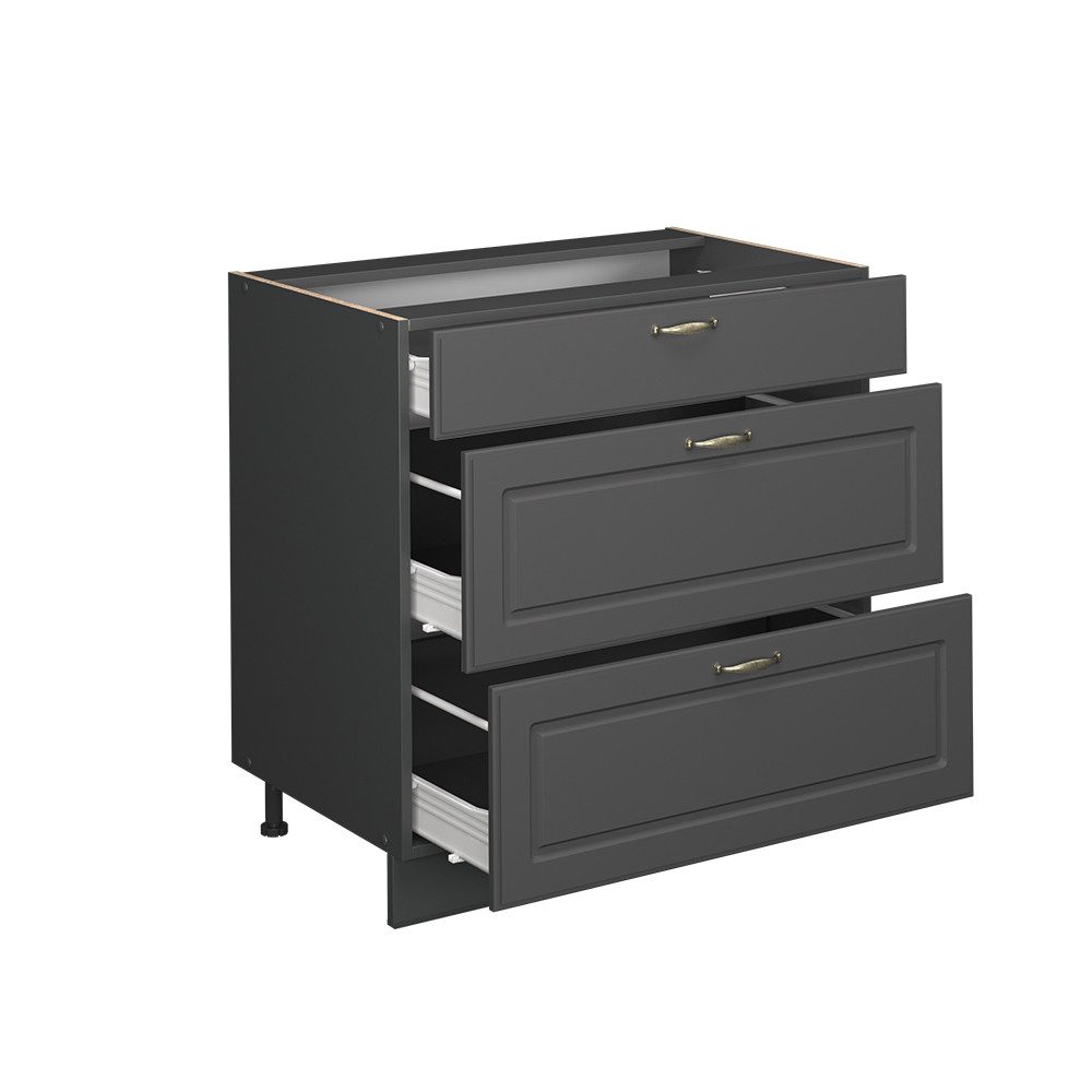 Vicco Unterschrank Fame-Line, Anthrazit-Gold Landhaus/Anthrazit, 80 cm mit 3 Schublade... (1-St) – Bild 4 von 5