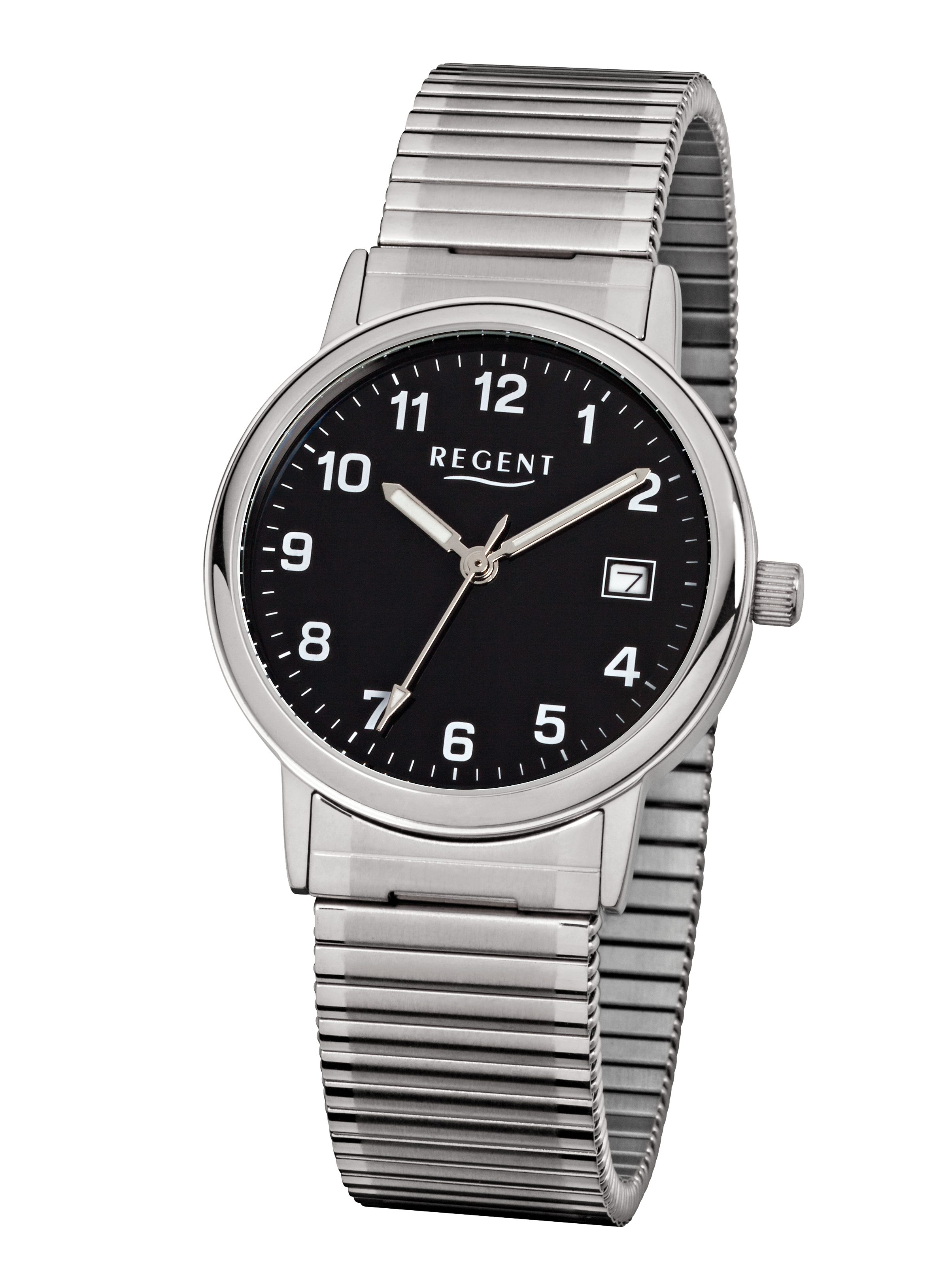 Regent Quarzuhr F-704 - 1595.40.96, Armbanduhr, Herrenuhr, Edelstahlarmband, analog, Tag