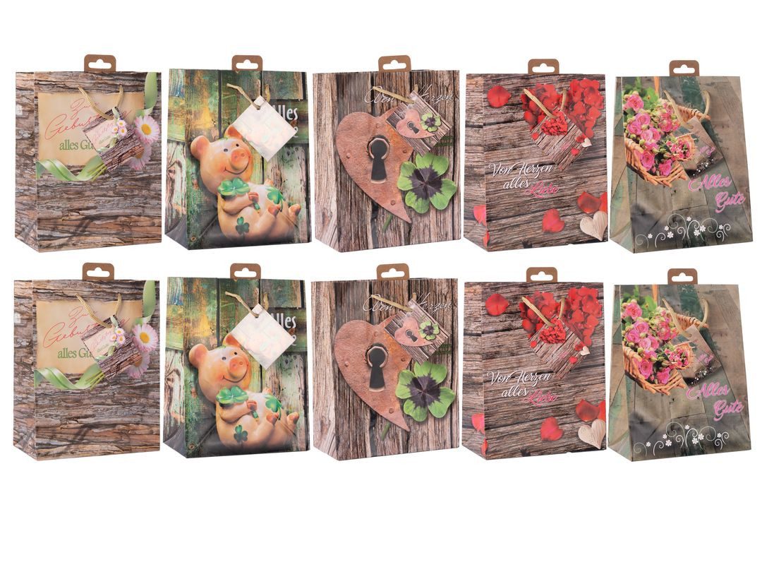laro Geschenkbox Premium Geschenktüten Medium Geschenktaschen Rustikal 10-100 Stk (40 St)