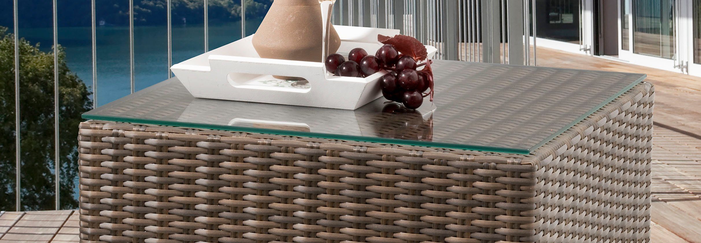 Destiny Beistelltisch AUCKLAND, Aluminium, Polyrattan